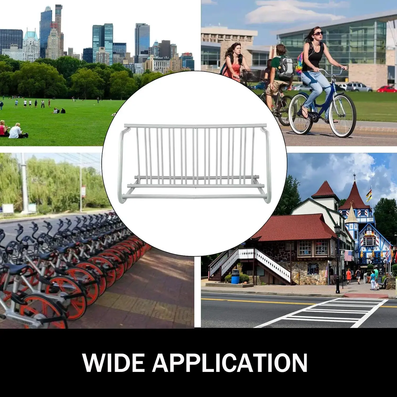 10 Holders Floor Bike Rack, 59" Length All-Steel Grid Bike Rack, 10-Bike Capacity Dual-Side Storage Stand for Garages