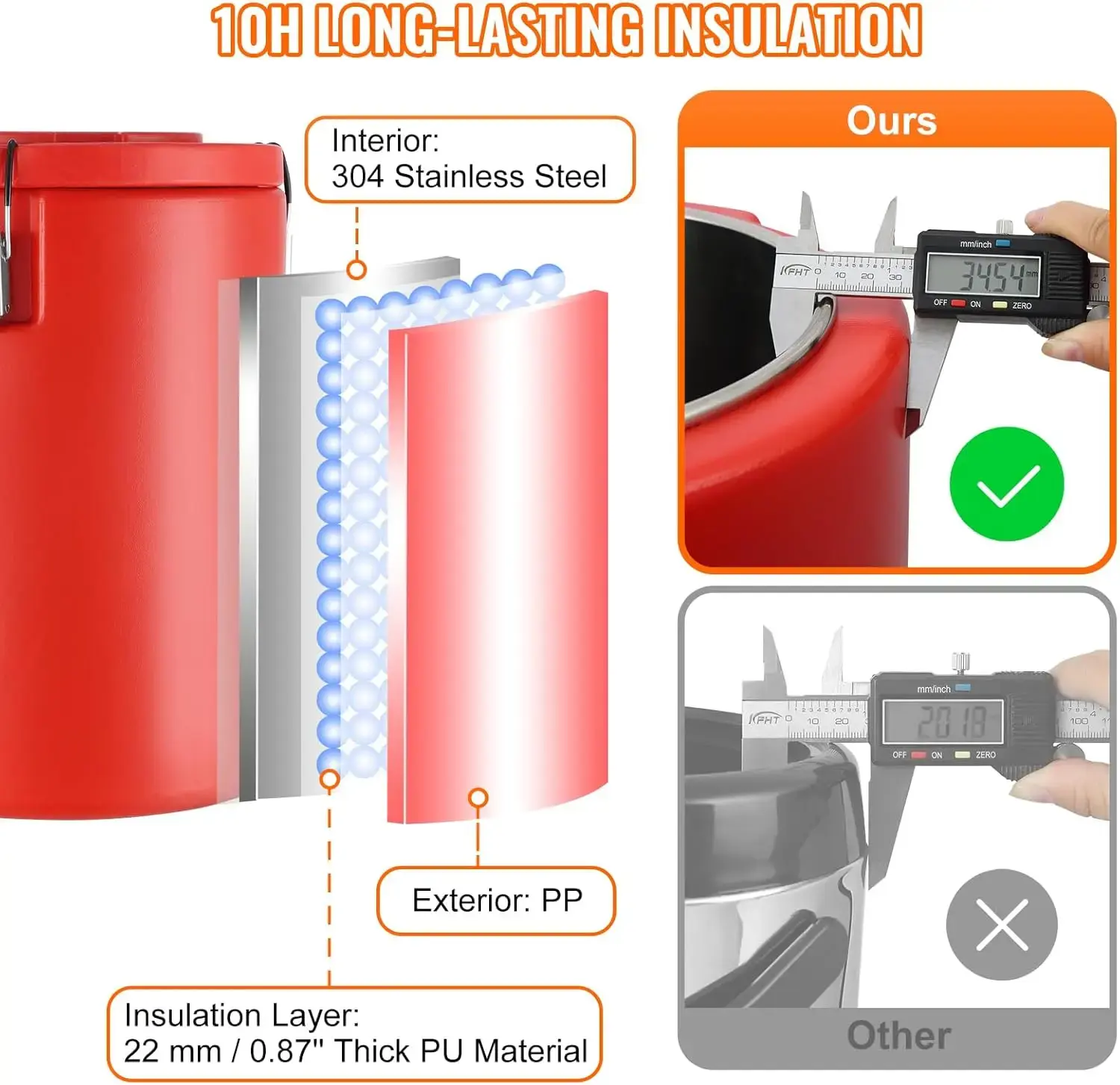 Stainless Steel Insulated Beverage Dispenser, 4.5 Gallon 17.2 Liter, Thermal Hot and Cold Drink Server Dispenser