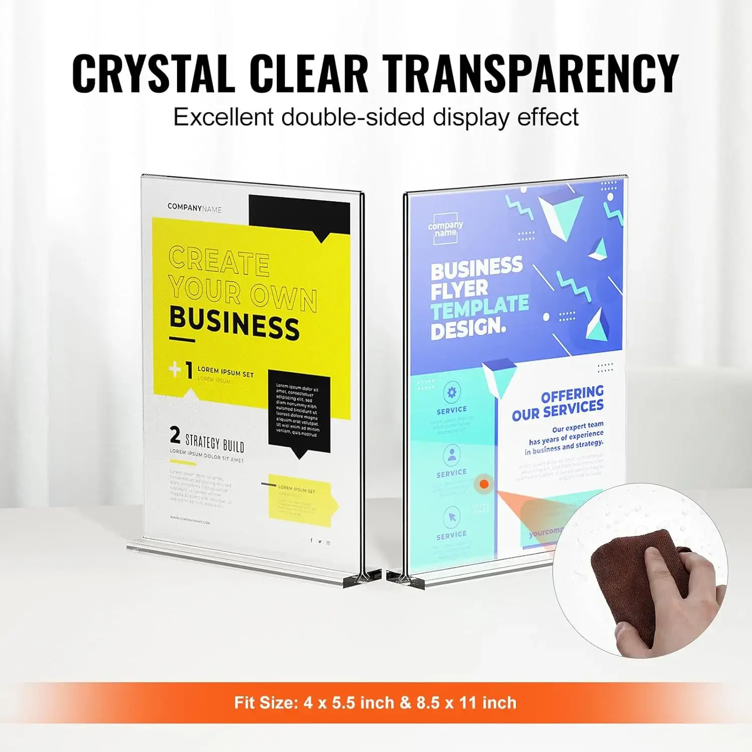 Acrylic Sign Holder, 6 Pack 8.5 x 11-inch Brochure Display Holders, T-Shape Double Sided Display Sign Stand