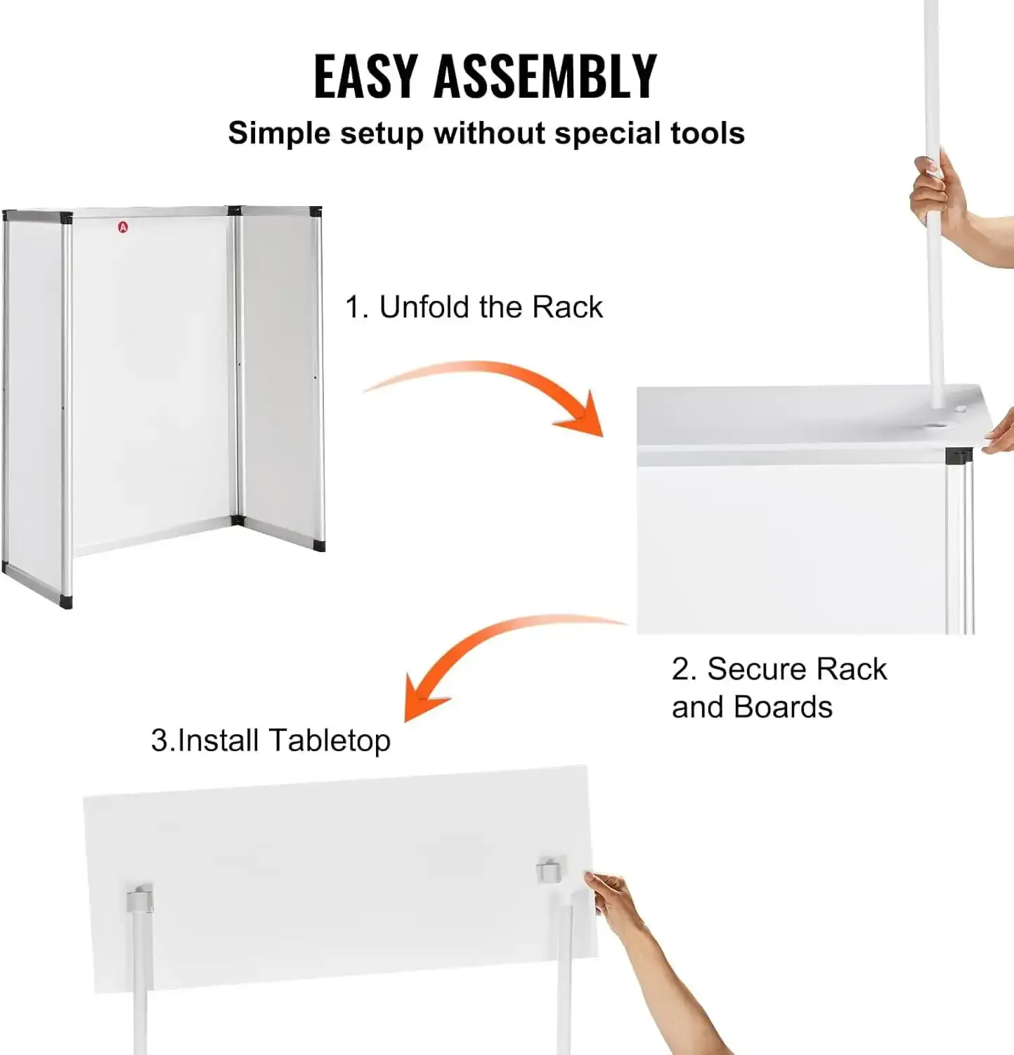 Counter Table, Portable Tradeshow Podium Table, 30.91" x 14.96" x 71.46", Display Exhibition Counter Stand Booth Fair with Wall