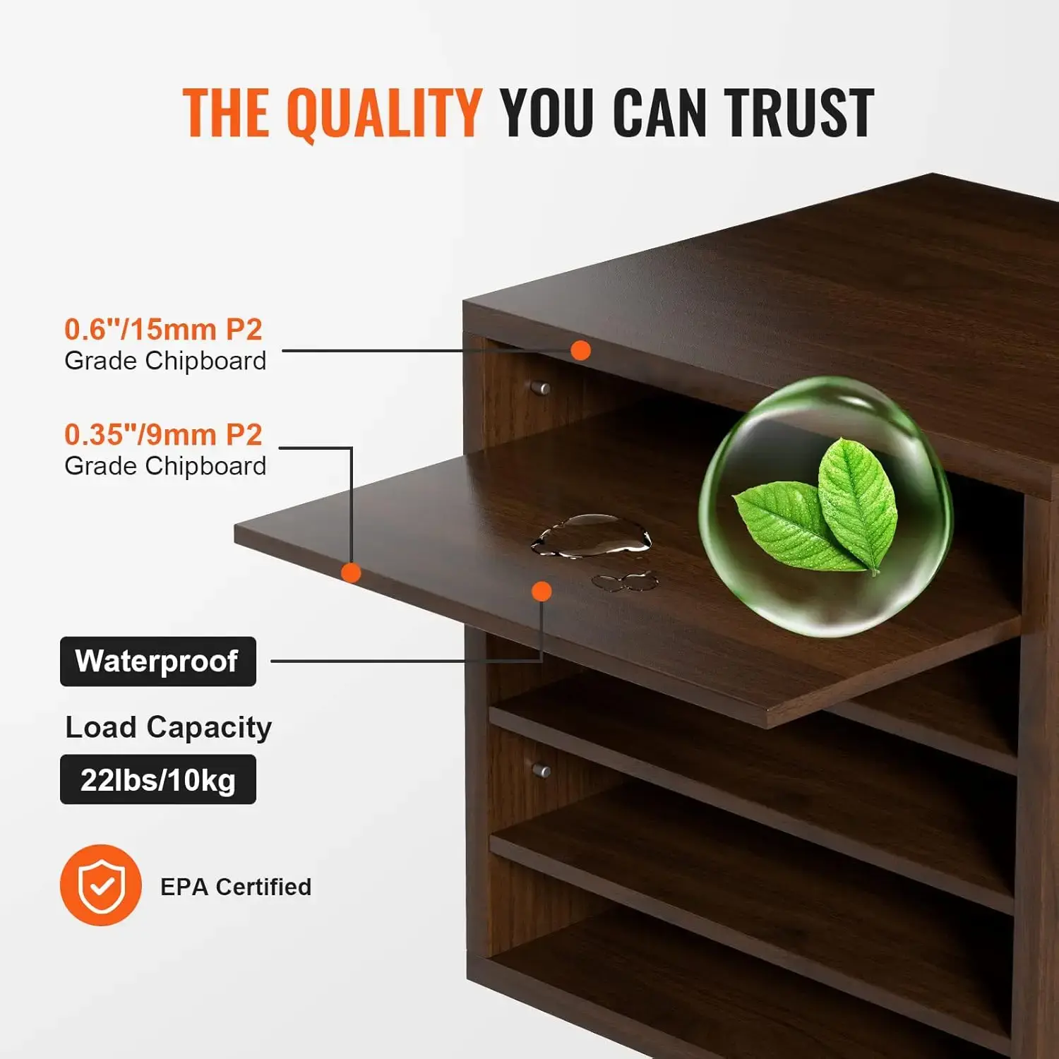 Literature Organizers, 5 Compartments Office Mailbox with Adjustable Shelves, Wood Literature sorter
