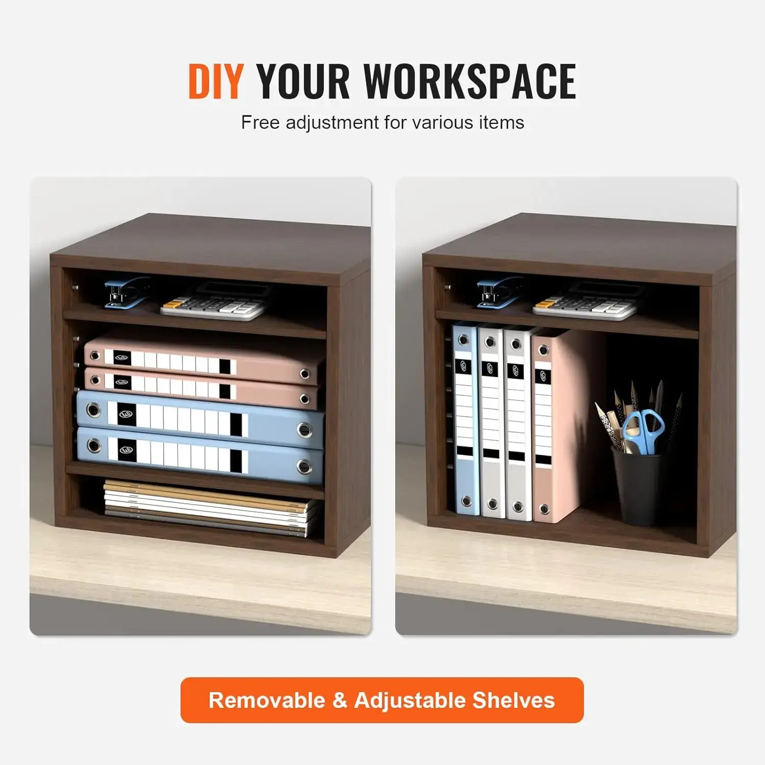 Literature Organizers, 5 Compartments Office Mailbox with Adjustable Shelves, Wood Literature sorter