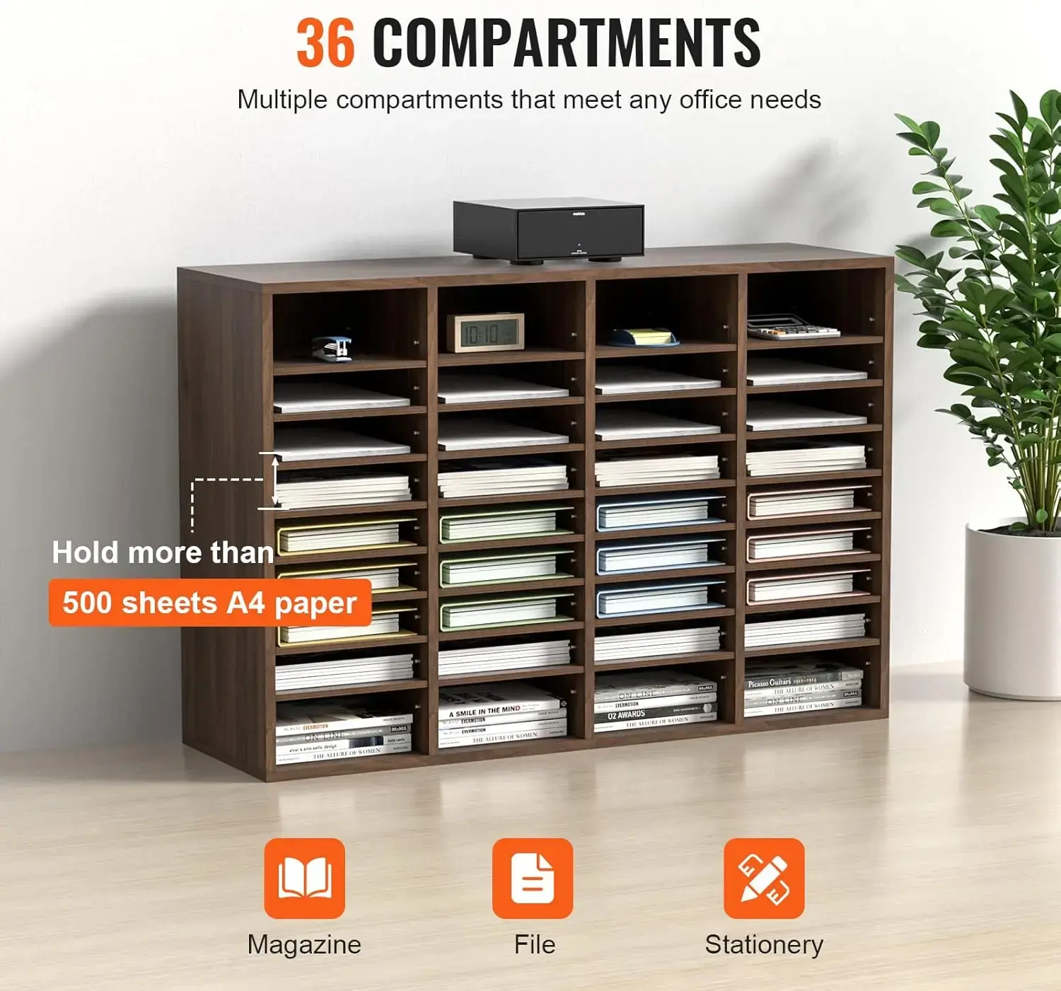 Literature Organizers, 36 Compartments Office Mailbox with Adjustable Shelves