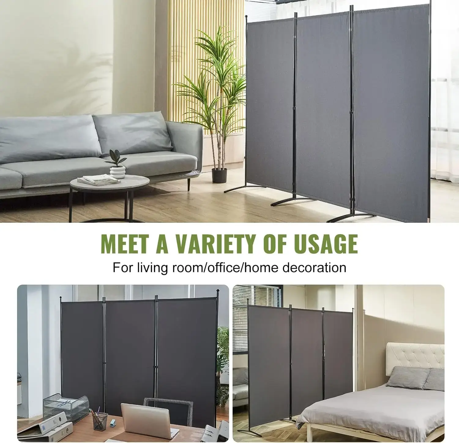 Room Divider, 6.1 ft Room Dividers and Folding Privacy Screens (3-Panel), Fabric Partition Room Dividers for Office, Bedroom