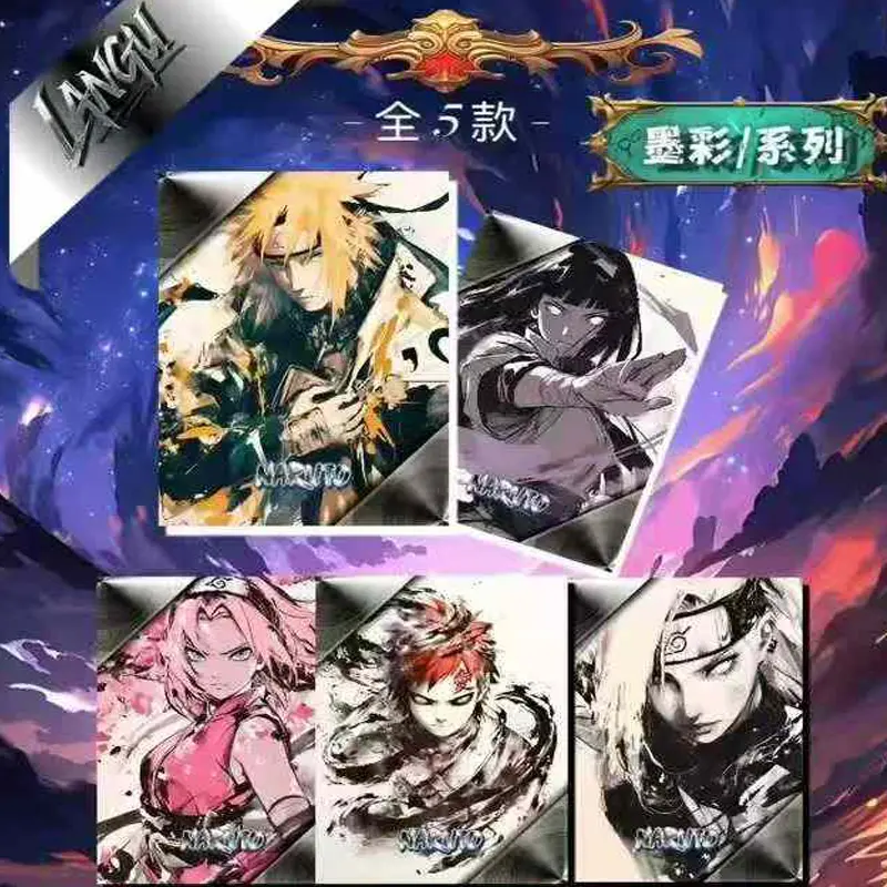 Full New Naruto Metal Collection Card Booster Box Lan Gu Culture Anime Character Board Game Card Toy Gift And Hobbies Gifts