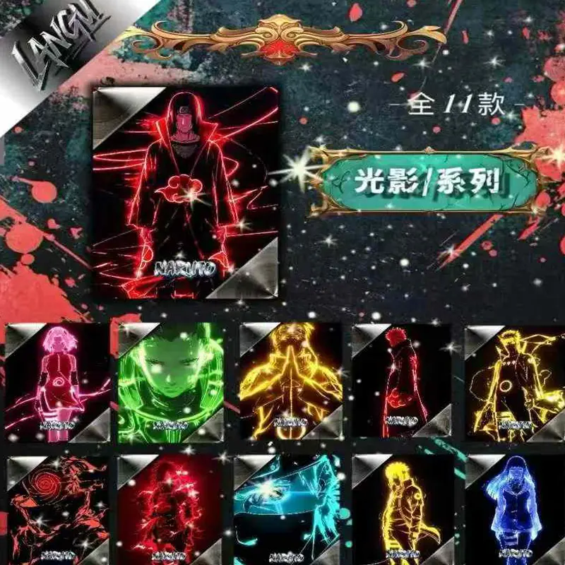 Full New Naruto Metal Collection Card Booster Box Lan Gu Culture Anime Character Board Game Card Toy Gift And Hobbies Gifts