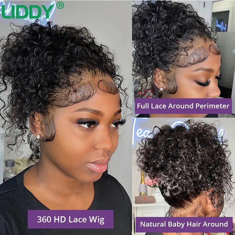 360 Full Lace Wig Pre Plucked Deep Curly Human Hair Wigs Transparent 13x4 13x6 Lace Frontal Wigs For Black Women Water Wave Wig