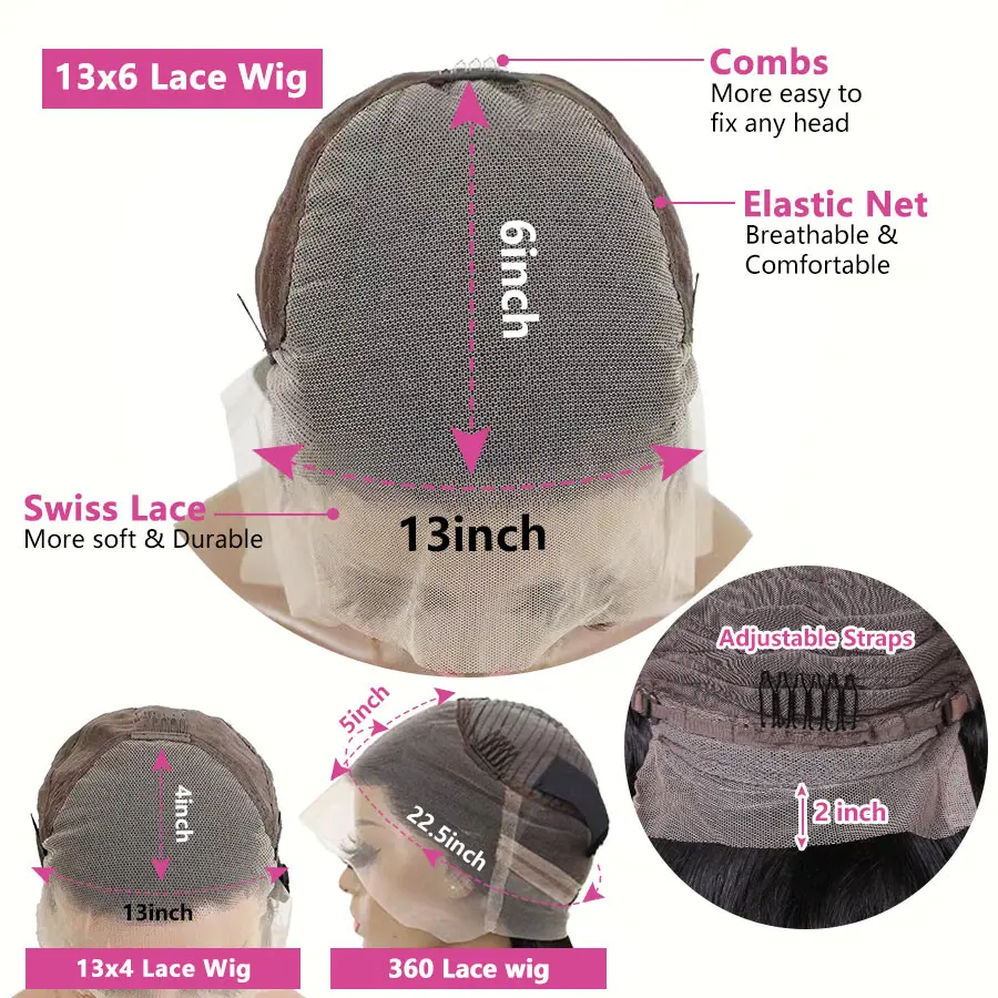 13x4 13x6 360 Short Bob Lace Brazilian Straight Wig Lace Bob Lace Human Hair Wigs for Black Women Pre Plucked  Lace Front Wigs
