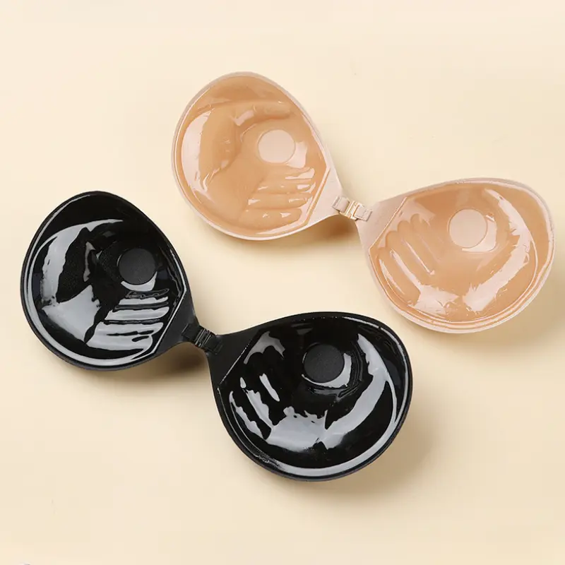 Women's Chest Patch Sexy Strapless Bra Palm Push Up Invisible Silicone Bras Lift Up Self Adhesive Bra Cover Silicone Pad Breast