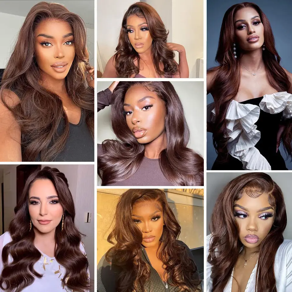 Chocolate Brown Glueless Wigs Human Hair Pre Plucked Pre Cut 5x5 9x6 Wear And Go Glueless Wig Brown Human Hair Wig 250% Remy