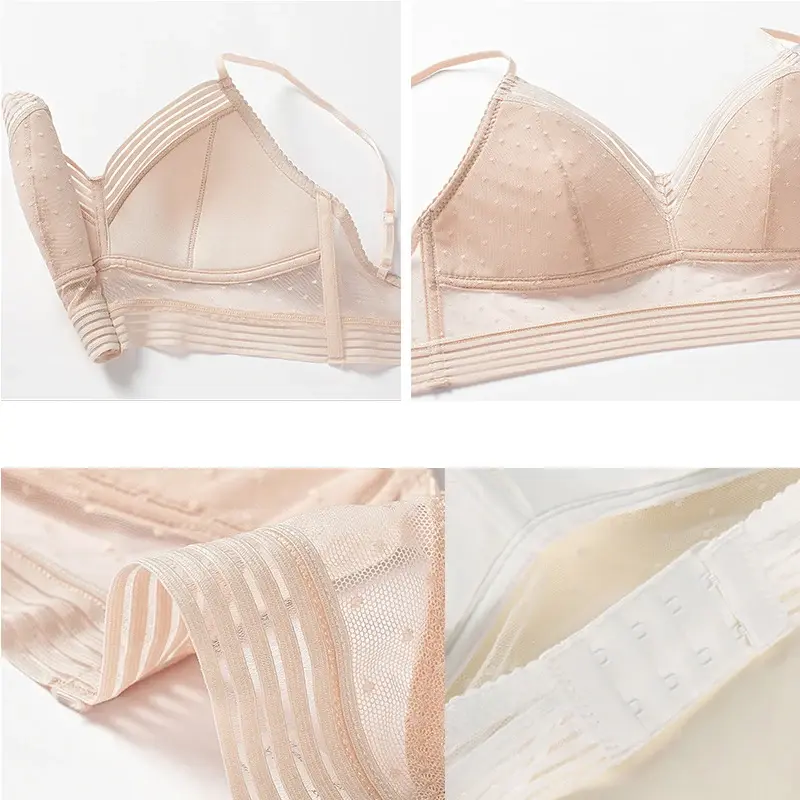 Low Back Bralette Ladies U Backless Invisible Lace Bra Polka Dot Mesh Ultra Thin Underwear Women Lingerie Tank Top Bra Women Bra