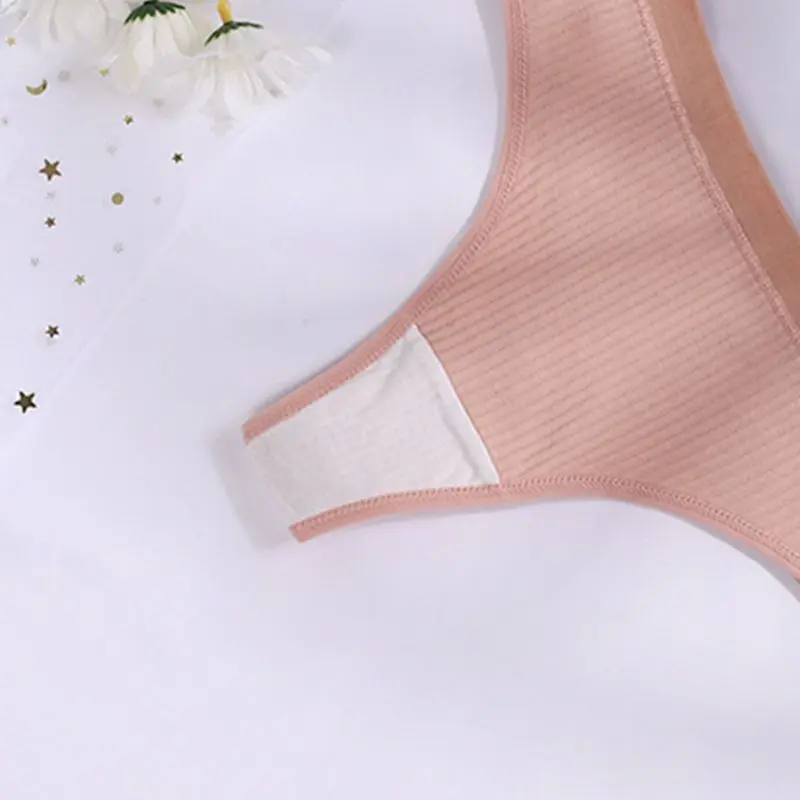 4 Pcs Seamless Ladies Ribbed Cotton Thong Simple Women's Low Waist Bikini Briefs Sports Girls Underwear Plus Size