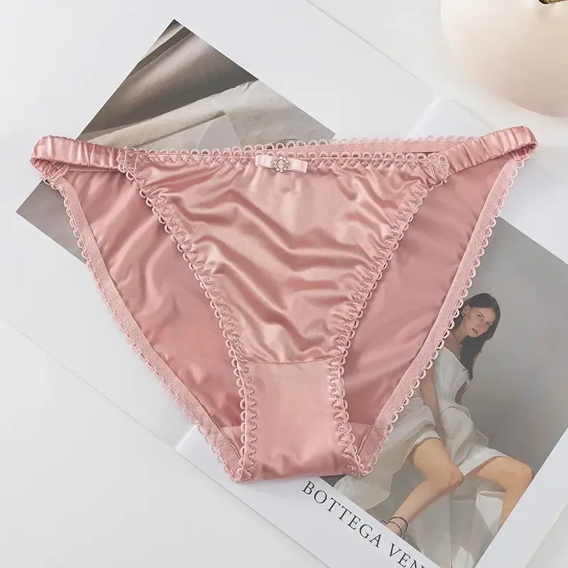 Soft Satin Strings Women Panties Elastic Low Waist Seamless Underwear T-back G-string Lingerie Female Sexy