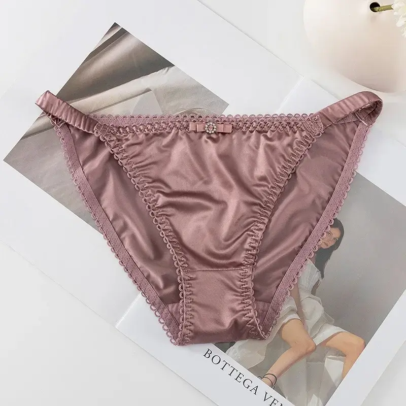 Soft Satin Strings Women Panties Elastic Low Waist Seamless Underwear T-back G-string Lingerie Female Sexy