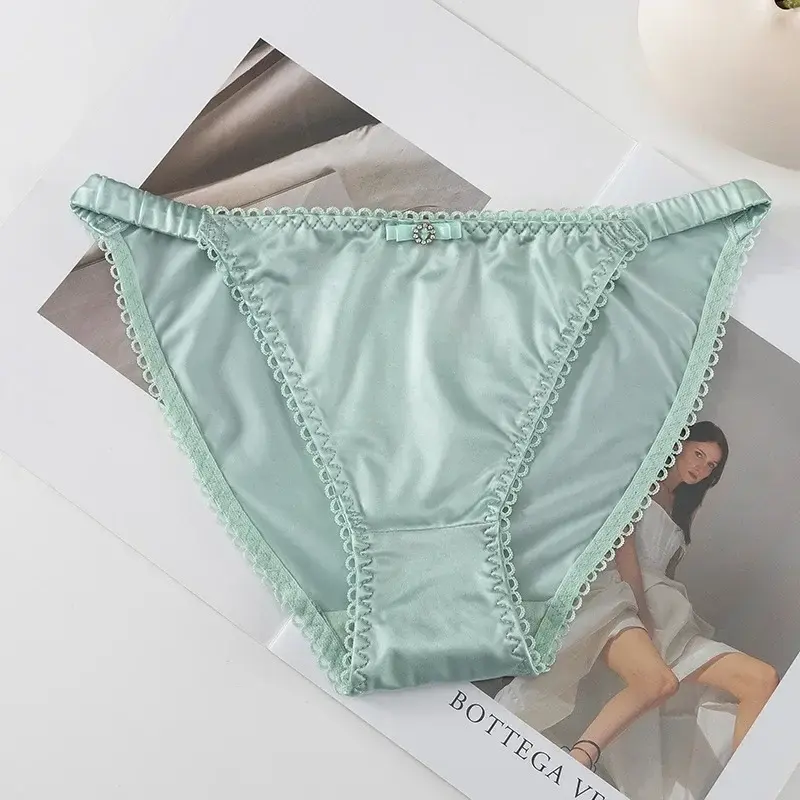 Soft Satin Strings Women Panties Elastic Low Waist Seamless Underwear T-back G-string Lingerie Female Sexy