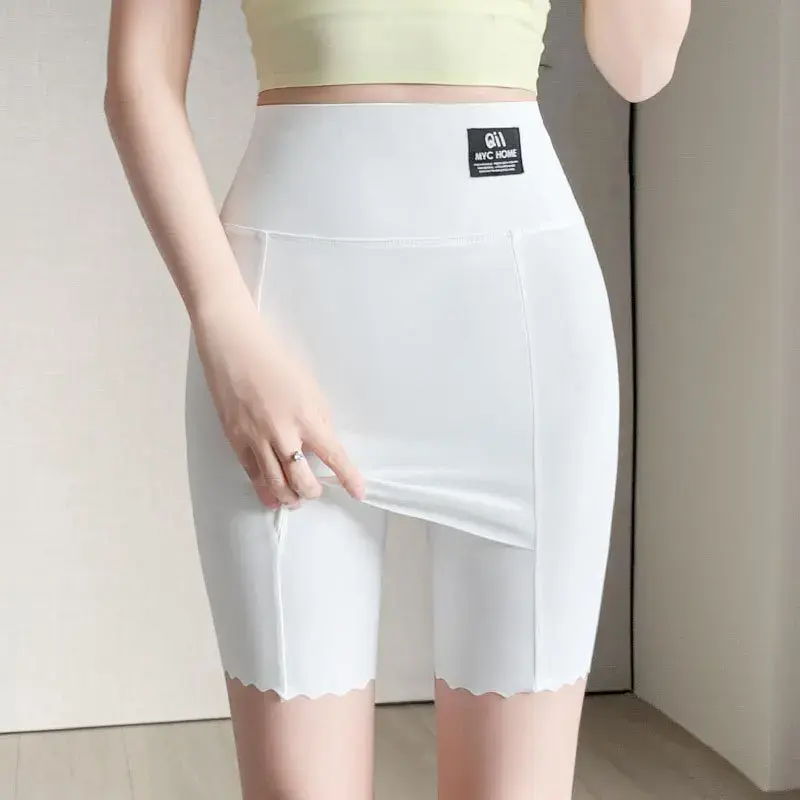 Plus Size Women Shorts Under the Skirt Big Large Summer Seamless Protective Spandex Hip-up Safety Pants Skirt Underpants White