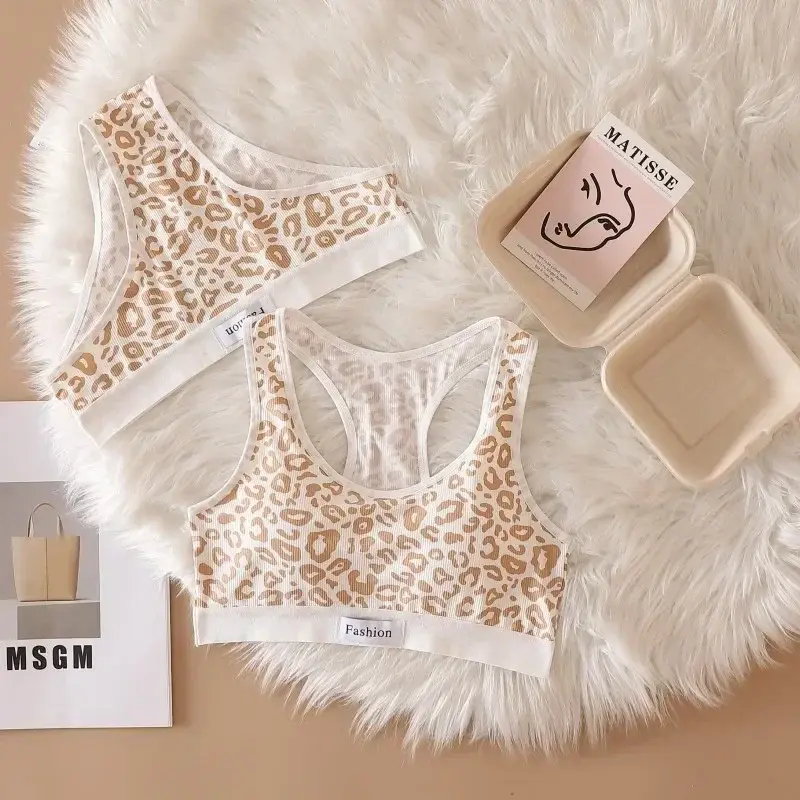 Women Seamless Bra Set Low Waist Panties Leopard Bralette Sexy Lingerie Set Vneck Sport Brassiere Female Cotton Underwear Set