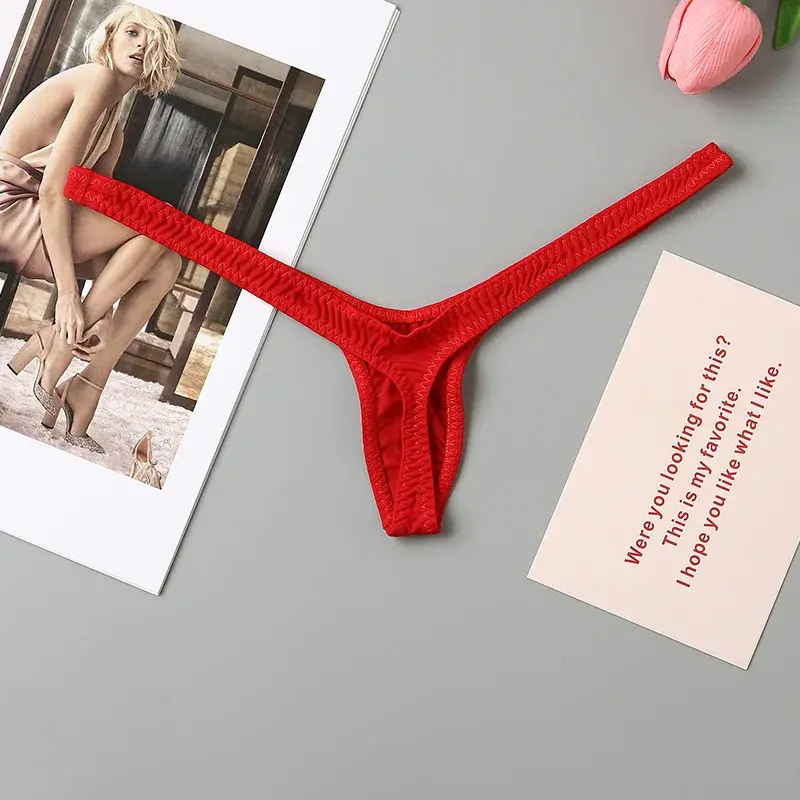 New Sexy Hot Low Waist Mini Panties Deep V Thong Women's Breathable One Line Bikini Bottom Thongs Female Panty Women Underwear