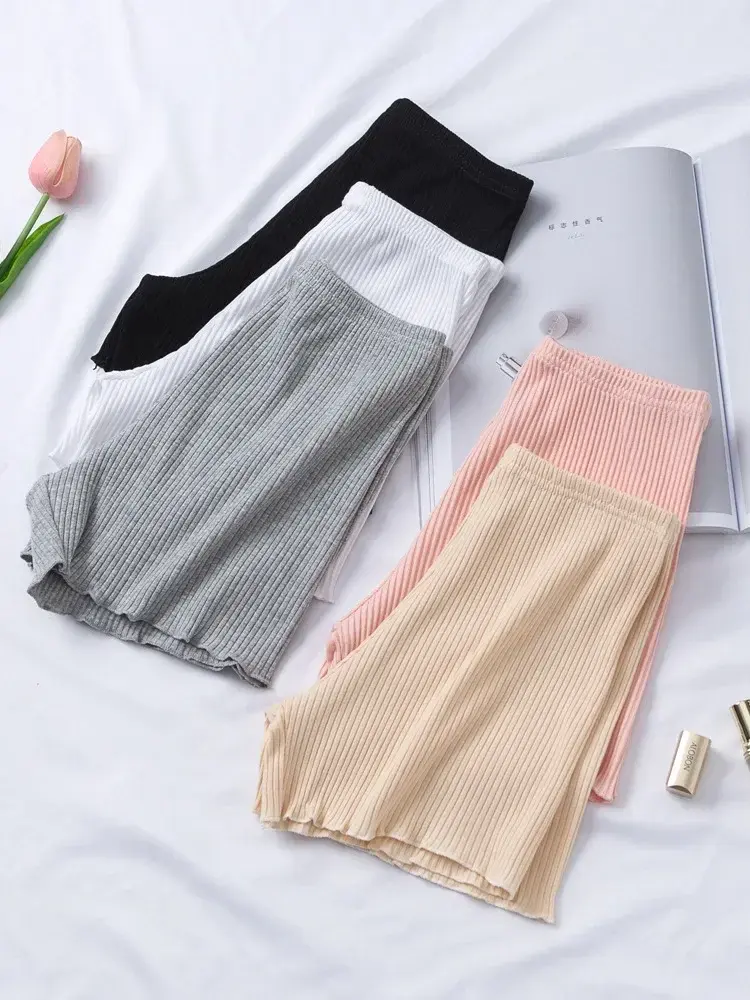 Plus Size Women Shorts Under the Skirt Big Large Summer Seamless Protective Spandex Hip-up Safety Pants Skirt Underpants White