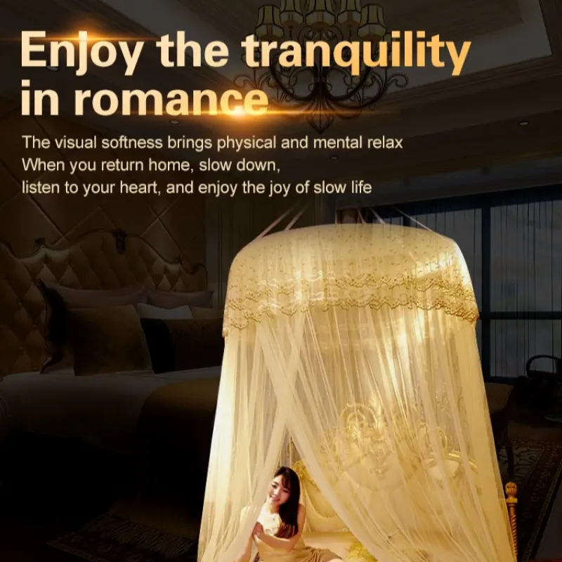 European Style Ceiling Mounted Round Canopy Mosquito Net for  Bed Summer Bedding Decor