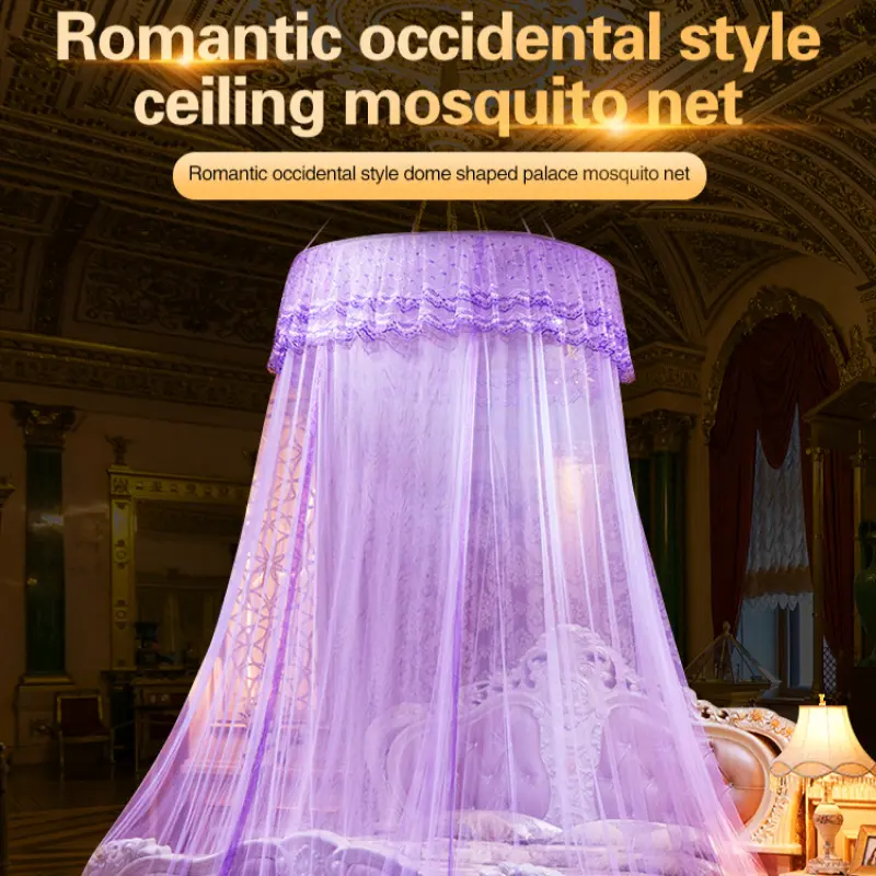 European Style Ceiling Mounted Round Canopy Mosquito Net for  Bed Summer Bedding Decor