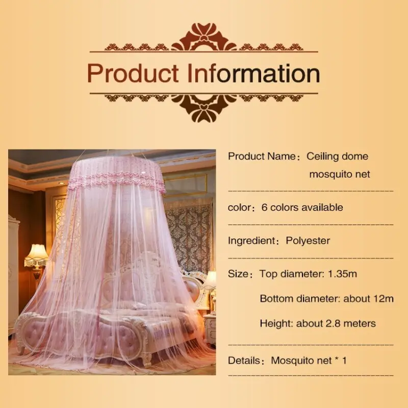 European Style Ceiling Mounted Round Canopy Mosquito Net for  Bed Summer Bedding Decor