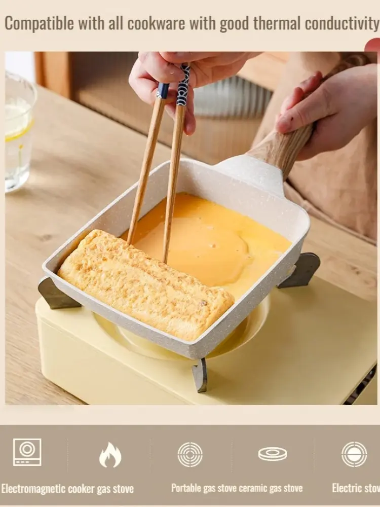 Medical Stone Frying Pan Breakfast Base Pan Japanese Steak Frying Pan Square Egg Roll NonStick Fry Egg Pan Use for Gas Cooker
