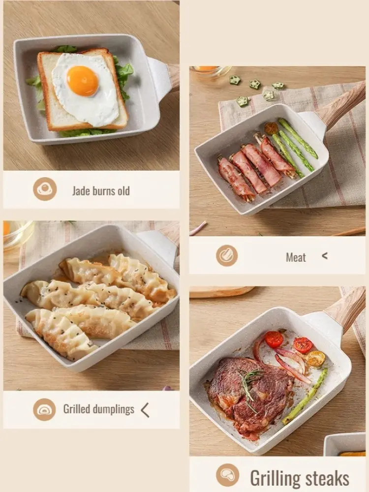 Medical Stone Frying Pan Breakfast Base Pan Japanese Steak Frying Pan Square Egg Roll NonStick Fry Egg Pan Use for Gas Cooker