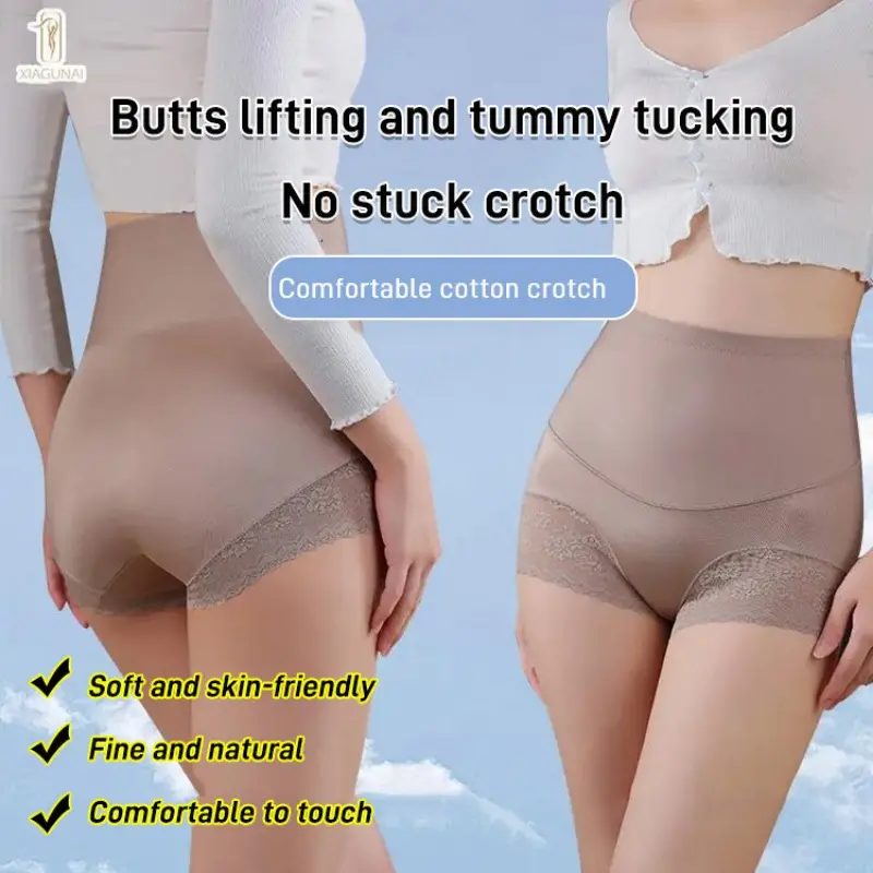 High-Waist Shaping Panties Women Silky Underwear Postpartum Seamless Butt-Lifting Breathable Panties