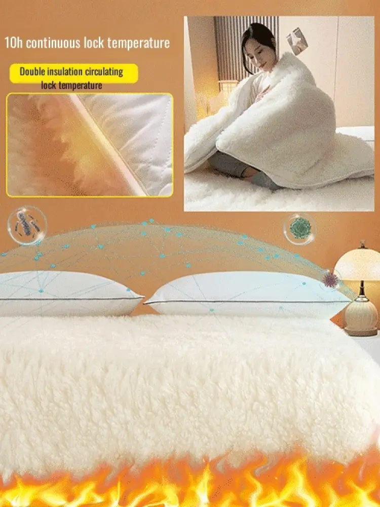 Household Mattress Double Thickened Machine Washable Mattress Plush Winter Cashmere Mattresses Bedroom Winter Thick Warm Cushion
