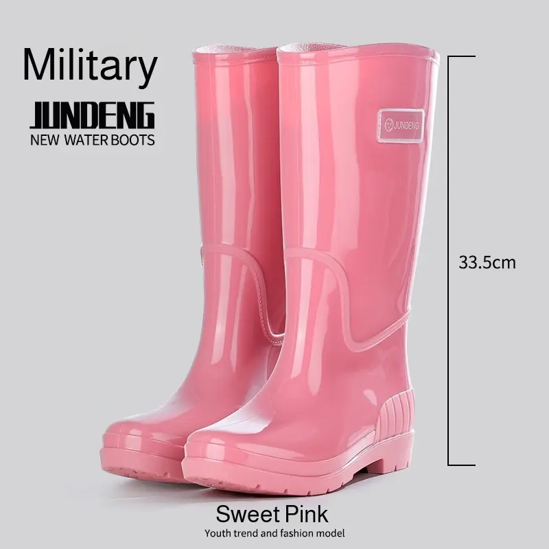 Tall Waterproof Pvc Rubber Water Shoes Padded Warm Fashion Women's Rain Boots