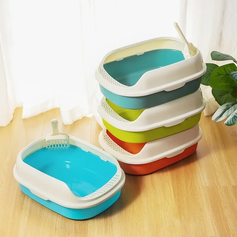 Leather Cat Litter Box Resin Small Drop Proof Litter Pan Orange Cat Special Cat Litter Boxes