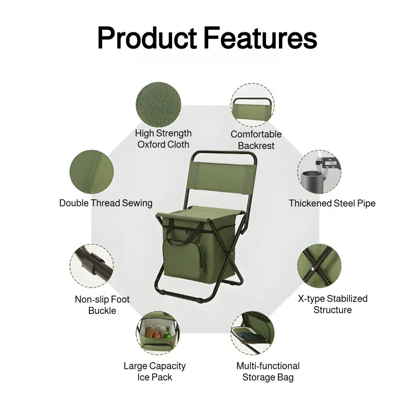 Portable outdoor folding chair three-in-one leisure chair outdoor camouflage small stool leisure cam