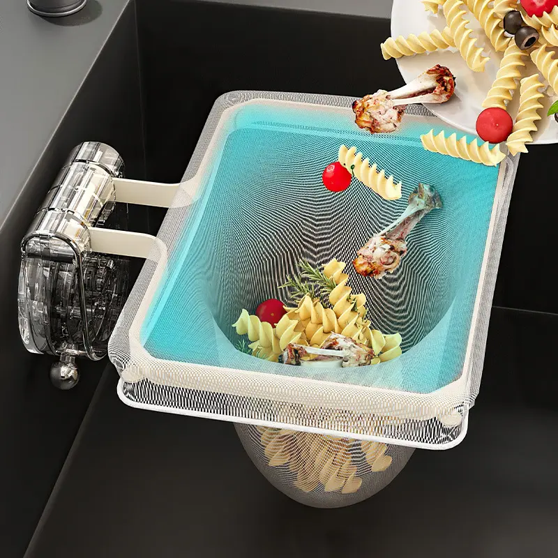 Kitchen suction cup sink drain rack leftovers bowl storage net bag sink filter drain rack anti-blocking sink storage rack
