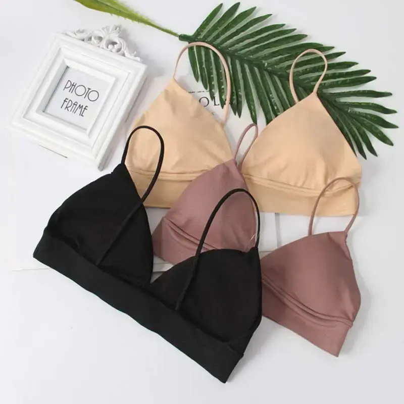 Summer Women Bra French Triangle Tube Top Sexy Seamless Bras Camisole Wireless Backless Lingerie Bralette