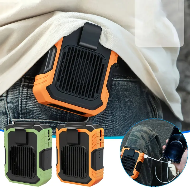 Outdoor Waist-mounted Fan Quiet Ultra-powerful Waist-mounted Fan USB Handheld Fan for Outdoor Cooling Charging Lighting Function