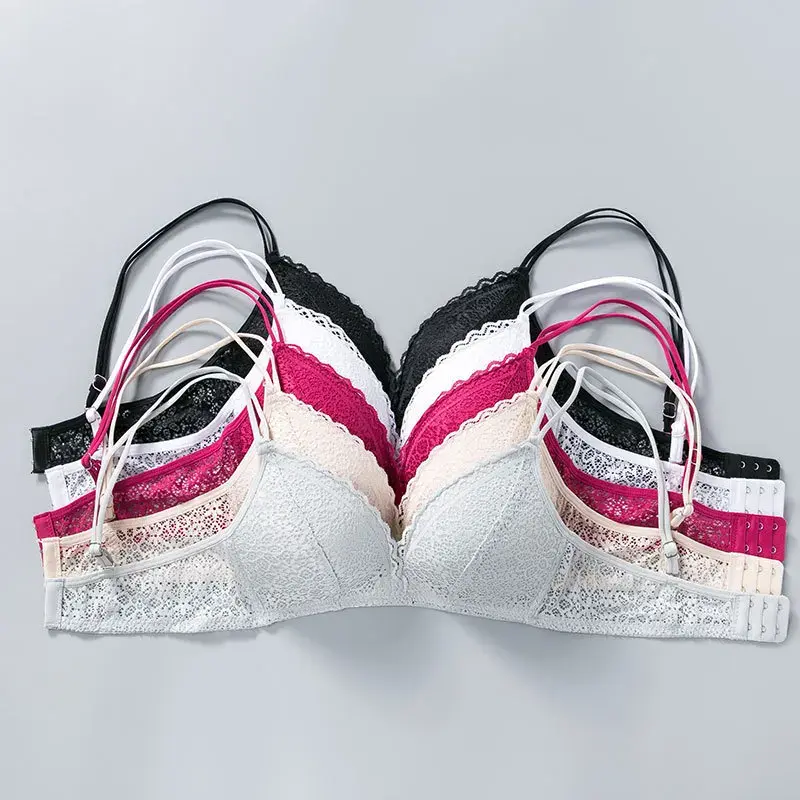 Wirefree Bra Women Push Up Sexy Underwear Thin Breathable Girls Bras Hollow Out Lace Brassiere Sleep Bra