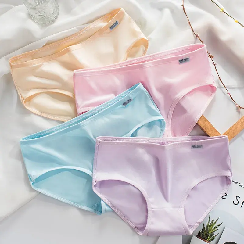 Plus Size Panties Women's Cotton Underwear Girls Briefs Solid Color Lingeries Shorts Comfortable Underpant For Woman