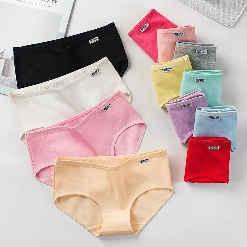 Plus Size Panties Women's Cotton Underwear Girls Briefs Solid Color Lingeries Shorts Comfortable Underpant For Woman