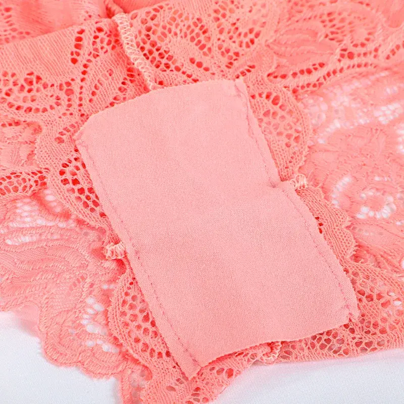 Sexy Women Floral Lace Panties Perspective Underwear V Waist Solid Color Underpants Female Breathable Intimates Lingerie