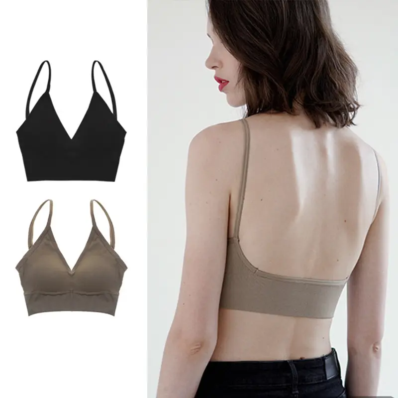 Sexy Seamless Bras For Women Padded Underwear U Backless Bralette Sleep Top Camis Cotton Wireless Fitness Bra Lingerie