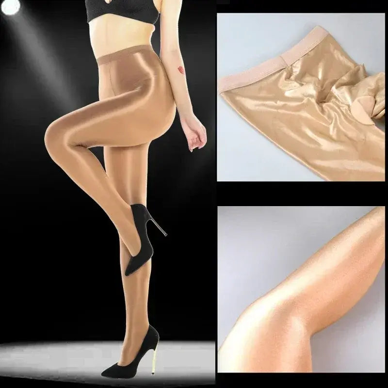 70D Ladies' Shiny Stockings Sexy Leggings Shiny Oil Satin Tights Underwear Dance Singer Reflective Stockings DS Nightclub