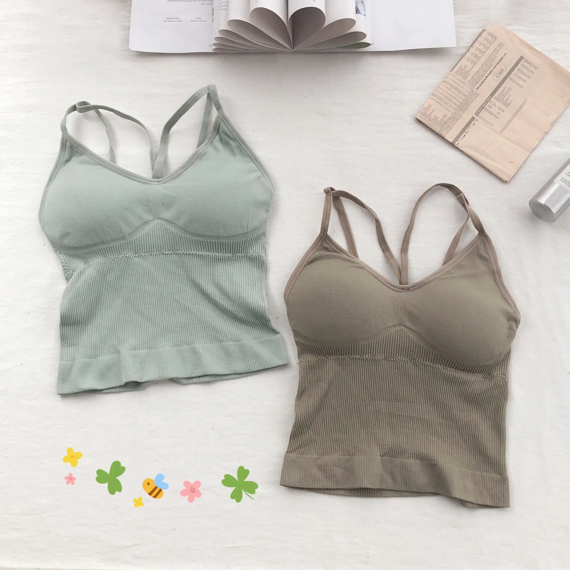 Women Cotton Lingerie Push Up Bra Sexy V Neck Tube Top Fashion Solid Color Underwear Female Soft Brassreie with Chest Pad