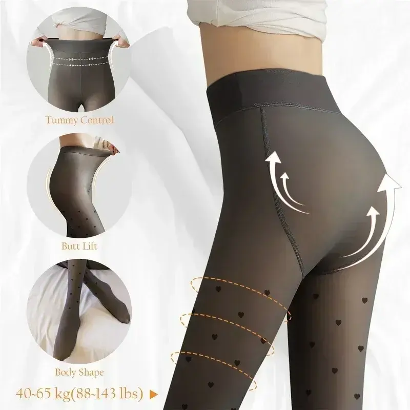 80/220g Women Stocking Spring Autumn Thick Black Transparent Pantyhose with Velvet High-Elastic Thermal Penetrating Pantyhose