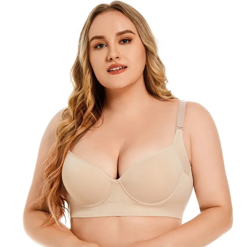 Women Full Coverage Push Up Bra Underwire Sculpting Uplift Shapewear Deep Cup T Shirt Bra Hide Back Fat Smoothing Brassiere