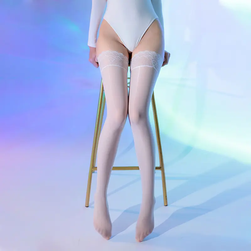 Women Silicone Anti-slip Sexy Stockings Anti-hooking Summer Thin Lace Thights High Stocking Over The Knee Long Solid Stockings