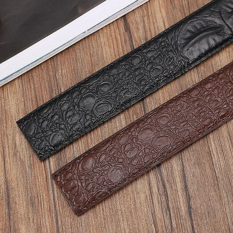 Men's crocodile grain automatic buckle belts No Buckle Belt Brand Belt Men High Quality Male Genuine Strap Jeans Belt 3.5cm wide