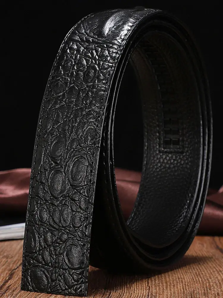 Men's crocodile grain automatic buckle belts No Buckle Belt Brand Belt Men High Quality Male Genuine Strap Jeans Belt 3.5cm wide