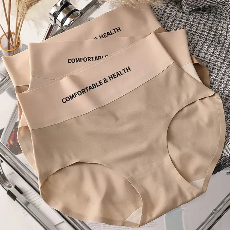 High Waist Panties Ice Silk Seamless Thin Women's Underpants Tightening the Abdomen Lifting the Buttocks Sexy Women's Underwear