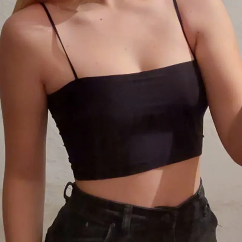 Fashion Summer Sexy Bras for Women Push Up Lingerie Ice Silk Seamless Word Sling Female Tube Top White Bralette Top Tanks
